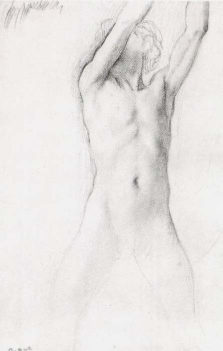 Edgar Degas Study for the youth with Arms Upraised oil painting image